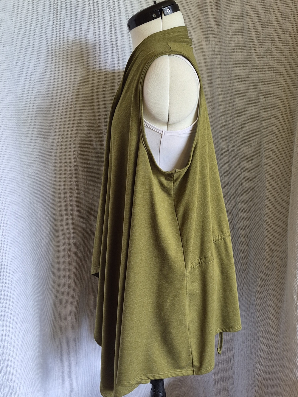 Olivia Sky Olive Green Draped Open-Front Vest - Picture 2 of 10